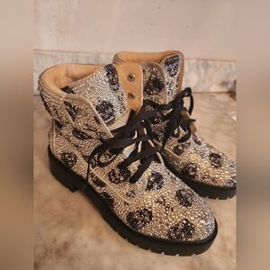 Betsey Johnson Skull Combat Boots 7.5